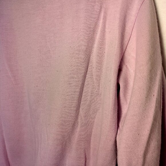 Vintage 1980s Mock Neck Sweatshirt Medium Pink Mixed Knit Retro Snap READ - Picture 12 of 16